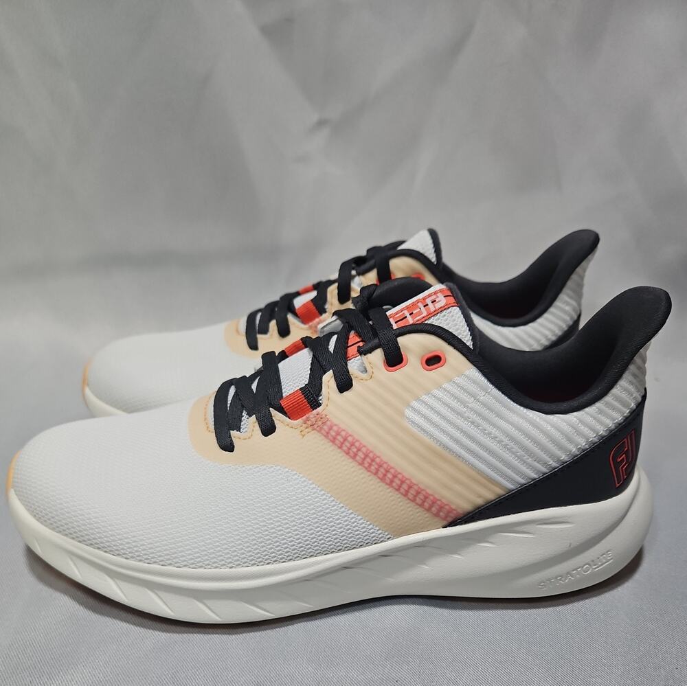 FootJoy Womens FJ Flex Spikeless Golf Shoe Lucent White/Rose Gold/ Shadow Size 8